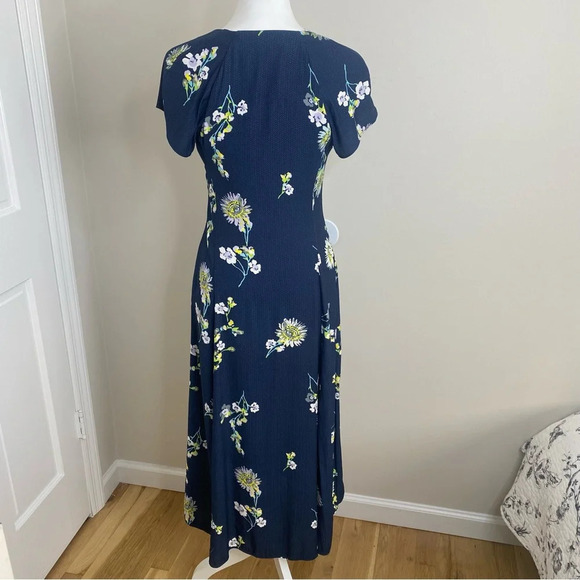 Free People Lost In You Navy Blue Midi Floral Navy Button Short Sleeve … - Picture 6 of 13